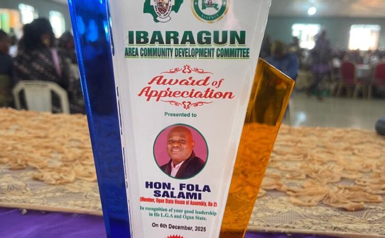  Hon. Fola Salami Honoured with Award of Appreciation by Ibaragun Area CDC